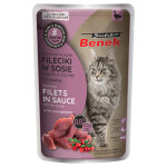 Super benek sans c�r�ales filets cuits � la vapeur 28 x 85 g pour chat - canard, cranberries en sauce ...