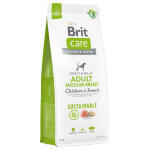Brit care sustainable adult medium breed poulet, insectes pour chien - 12 kg