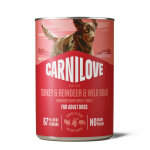 6x400g carnilove dog p�t�e dinde, renne et sanglier p�t�e pour chien