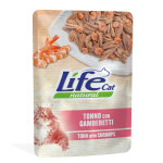 Lot conomique : 24x70g life cat thon adulte naturel avec crevettes nourriture humide pour chat