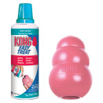 Lot : jouet kong puppy + p�te kong easy treat puppy pour chiot - kong puppy rose s + p�te kong puppy