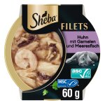 Sheba d�mes filets fins 16 x 60 g - poulet, crevettes