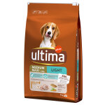 2x7kg medium / maxi light adult, poulet ultima croquettes pour chien