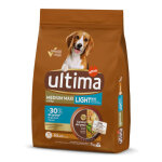 2x7kg medium / maxi light adult, poulet ultima croquettes pour chien