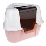 Maison de toilette d'angle tiaki parfait crme / rose, pour chat