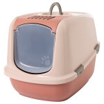 Maison de toilette savic nestor xxl pour chat - rose champagne / rouge toscane