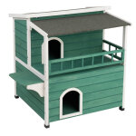 Maisonnette  marquise l 91, 5 x l 71 x h 82 cm vert / blanc - pour chat