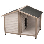 Niche trixie natura lodge avec terrasse pour chien - taille s : l 100 x p 82 x h 90 cm, gris