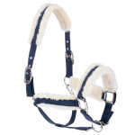 Nomad tales licol en nylon avec garniture en fausse fourrure, bleu marine t. poney cheval