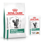 Pack bi - nutrition : croquettes + sachets royal canin veterinary pour chat - satiety weight management ...