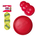 Pack 3 jouets kong - taille l (frisbee, kong classic, 2 balles de tennis)