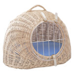 Panier de transport chat aumller en osier blanchi l50 l39 h44 cm avec coussin - panier pour chien