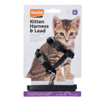 Parure harnais et laisse karlie noir - pour chat