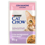 Purina cat chow 26 x 85 g pour chat - sensitive saumon, courgettes