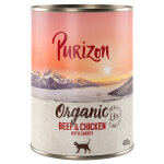 6x400g organic purizon boeuf, poulet nourriture humide pour chats