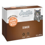 Smilla senior bouchées en sauce aux légumes pour chat - saumon, haricots verts (12 x 85 g) Smilla senior bouchées en sauce aux légumes pour chat - saumon, haricots verts (12 x 85 g)