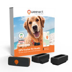 Weenect pet gps tracker xs pour chiens - sans collier, noir, avec coque universelle en silicone