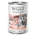 Wolf of wilderness junior  expedition  6 x 400 g pour chiot - stony creek - volaille, boeuf