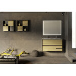 Ad bath ensemble meubles de salle de bain : double vasque cramique, meuble de rangement, miroir led