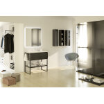 Ad bath ensemble meubles de salle de bain : meuble de vasque encastrable, miroir rectangulaire, colonne ...