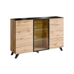 Asm buffet 2 portes en bois avec vitrine thin 150 x 40 x 100 cm
