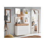 Asm ensemble meuble mural en bois commode + tagres et miroirs easy v