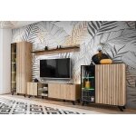 Asm ensemble meuble tv + armoires en bois avec vitrines ? liam