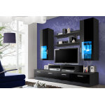 Asm ensemble meuble tv + vitrines murales en bois mini 200 x 190 cm