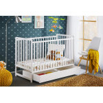 Asm lit bb en bois avec matelas et tiroir cypi 65 x 124 cm blanc