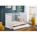 Asm lit b�b� �volutif en bois avec matelas et tiroir tymek plus blanc