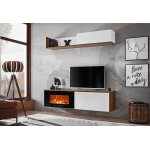 Asm meubles de salon en bois dallas : 1 meuble tv et 1 �tag�re murale