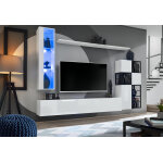 Asm meubles de salon en bois et mtal : 4 tagres, 3 placards, 1 meuble tv, 1 vitrine