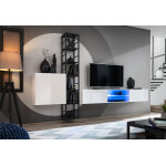 Asm meuble tv en bois avec placard mural et colonne de rangement