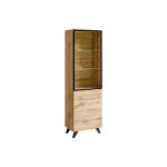 Asm meuble vitrine en bois avec clairage led thin 60 x 40 x 197 cm