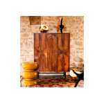 Athezza meuble bar en bois de manguier 4 portes ojika ? 90 x 40 x 115 cm
