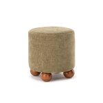 Athezza pouf rond en tissu et bois dakota ?  40 x 42 cm
