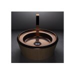 Bassines vasque ronde  poser en acier inoxydable et bois ?45 cm ? barn