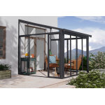 Canopia v�randa en aluminium et polycarbonate sanremo grise ? 3, 05 x 2, 77 m