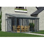 Canopia v�randa en aluminium et polycarbonate sanremo grise - 4, 25 x 3, 67 m