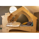 Elysta lit cabane en bois + sommier 90 x 200 cm