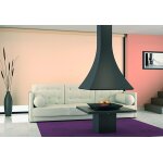 Focgrup chemine centrale suspendue sans porte, base et foyer acier ch91