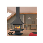 Focgrup chemine centrale vitre avec foyer ferm et base acier ? ch 86