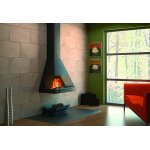 Focgrup chemine frontale suspendue avec porte et foyer acier ch05 / f