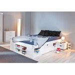 Furnitures trends lit double 140 x 190 cm + rangements + 2 tables de chevet - till