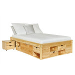 Furnitures trends lit double avec rangements et tables de chevet 140 x 200 cm - claas