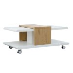 Furnitures trends table basse en bois modulable sur roulettes 110 cm joliet