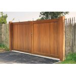 Gardival. portail double battant en padouk oxford ? 300 x 180 cm