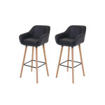 Heute - wohnen lot de 2 tabourets de bar en bois massif et simili cuir ? hauteur 79 cm
