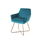 Heute - wohnen fauteuil de table en velours et mtal bleu ptrole ? 60 x 58 x 79 cm