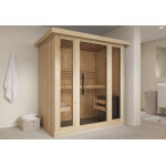 Inmedias res sauna traditionnel en bois d?�pic�a et verre tremp� - 131 x 195 cm